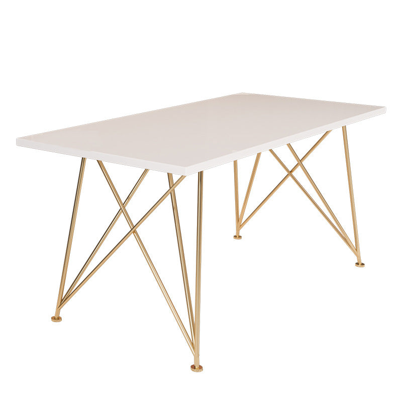 Escritorio de escritura de glamour rectangular escritorio de madera blanca con patas de metal