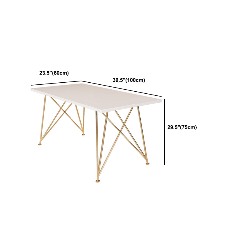 Escritorio de escritura de glamour rectangular escritorio de madera blanca con patas de metal