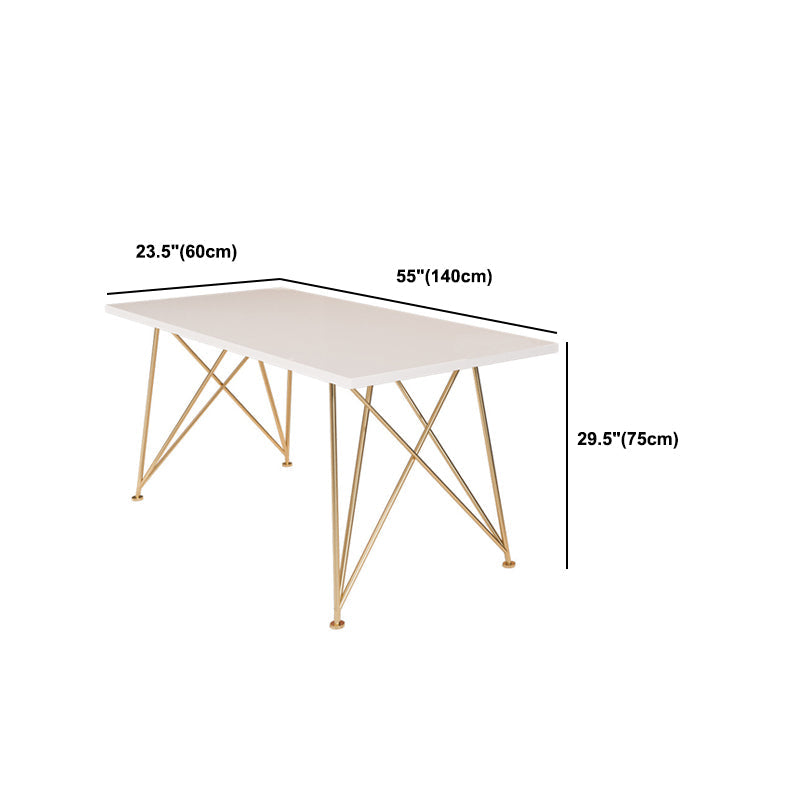 Escritorio de escritura de glamour rectangular escritorio de madera blanca con patas de metal