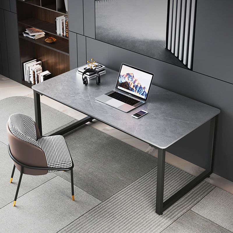 Stone Industrial Writing Desk Sled Rectangular Office Desk for Home 70.9"L x 35.4"W x 29.5"H Grey Clearhalo 'furn' 'furn_office_desk' 'Furniture' 'Office Desks' 'Office Furniture' 'office_desk' 5948315