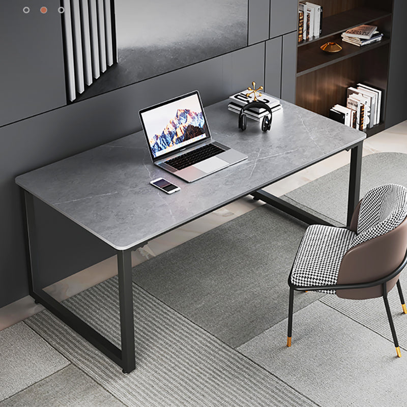 Stone Industrial Writing Desk Sled Rectangular Office Desk for Home 51.2"L x 27.6"W x 29.5"H Grey Clearhalo 'furn' 'furn_office_desk' 'Furniture' 'Office Desks' 'Office Furniture' 'office_desk' 5948317