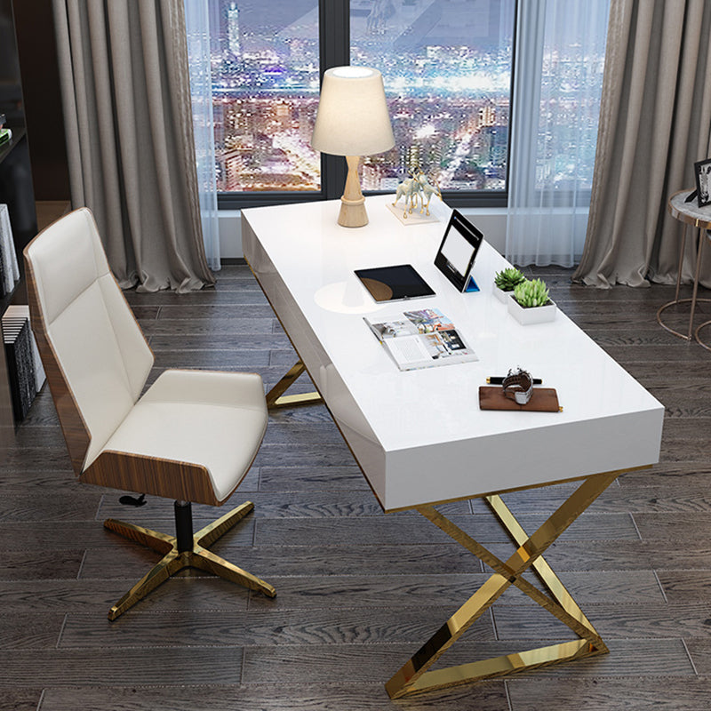 Kunstmatige houten bureau rechthoekig met metalen benen Office Desk Glam
