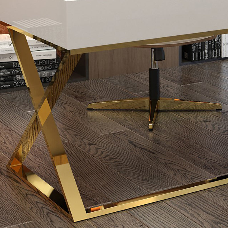 Kunstmatige houten bureau rechthoekig met metalen benen Office Desk Glam