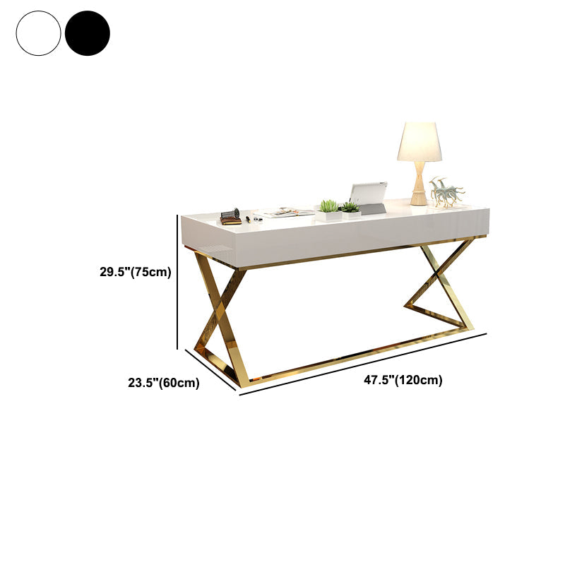 Kunstmatige houten bureau rechthoekig met metalen benen Office Desk Glam