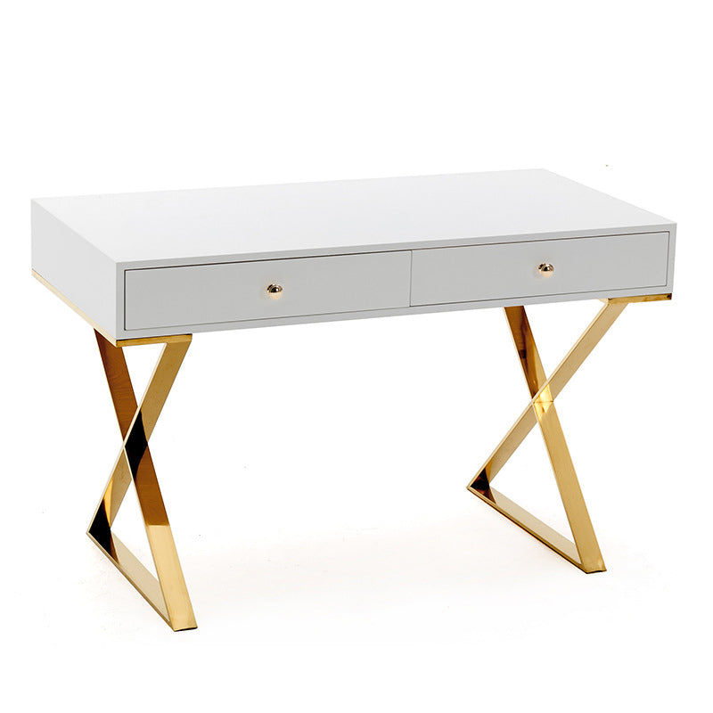 Bureau de bureau à trestle glam avec 2 tiroirs de rangement bureau pour chambre à coucher