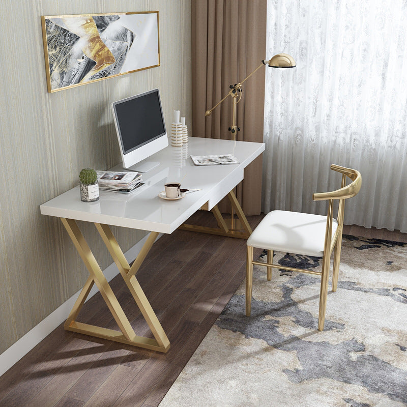 Escritorio de madera sólida Desk White and Gold Desk Pine Tastre