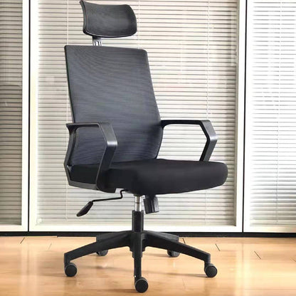 Modern & Contemporary Arm Chair Microfiber Black High Back Chair 1 Piece Nylon Clearhalo 'furn' 'furn_office_chair' 'Furniture' 'Office Chairs' 'Office Furniture' 'office_chair' 5948534