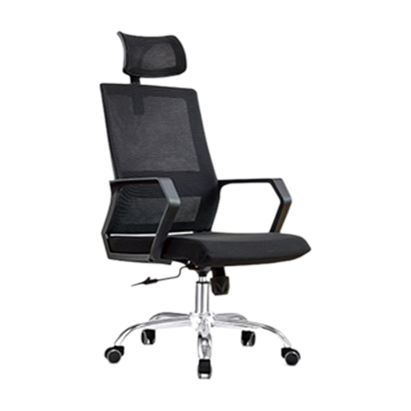 Modern & Contemporary Arm Chair Microfiber Black High Back Chair 1 Piece Metal Clearhalo 'furn' 'furn_office_chair' 'Furniture' 'Office Chairs' 'Office Furniture' 'office_chair' 5948535