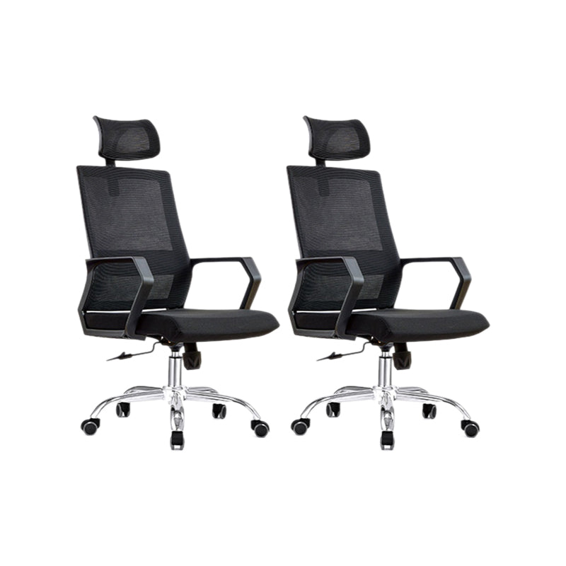 Modern & Contemporary Arm Chair Microfiber Black High Back Chair 2 Piece Set Metal Clearhalo 'furn' 'furn_office_chair' 'Furniture' 'Office Chairs' 'Office Furniture' 'office_chair' 5948536