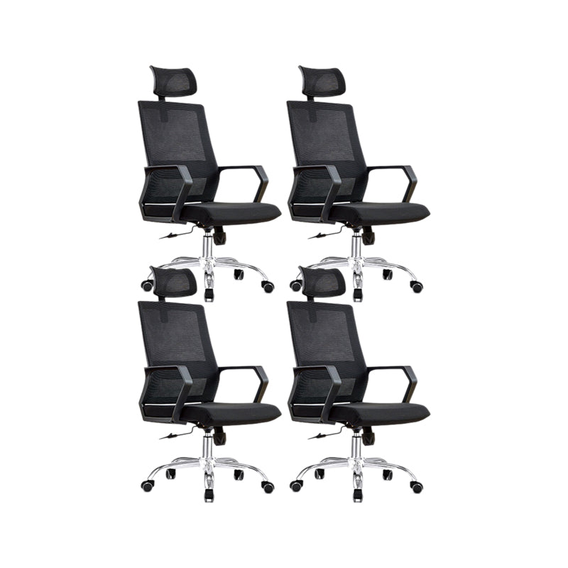 Modern & Contemporary Arm Chair Microfiber Black High Back Chair 4 Piece Set Metal Clearhalo 'furn' 'furn_office_chair' 'Furniture' 'Office Chairs' 'Office Furniture' 'office_chair' 5948538