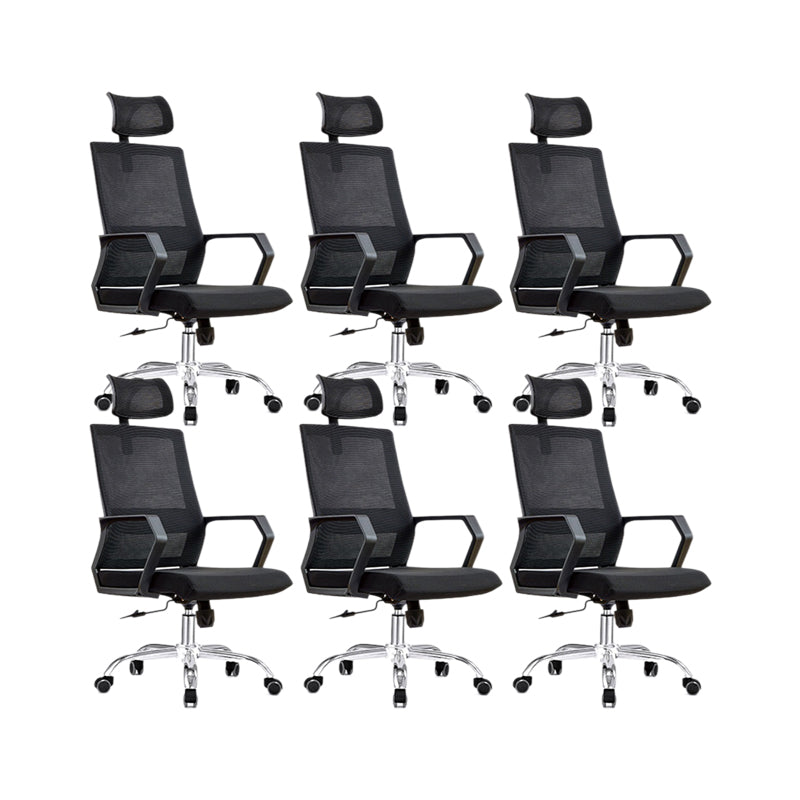 Modern & Contemporary Arm Chair Microfiber Black High Back Chair 6 Piece Set Metal Clearhalo 'furn' 'furn_office_chair' 'Furniture' 'Office Chairs' 'Office Furniture' 'office_chair' 5948541