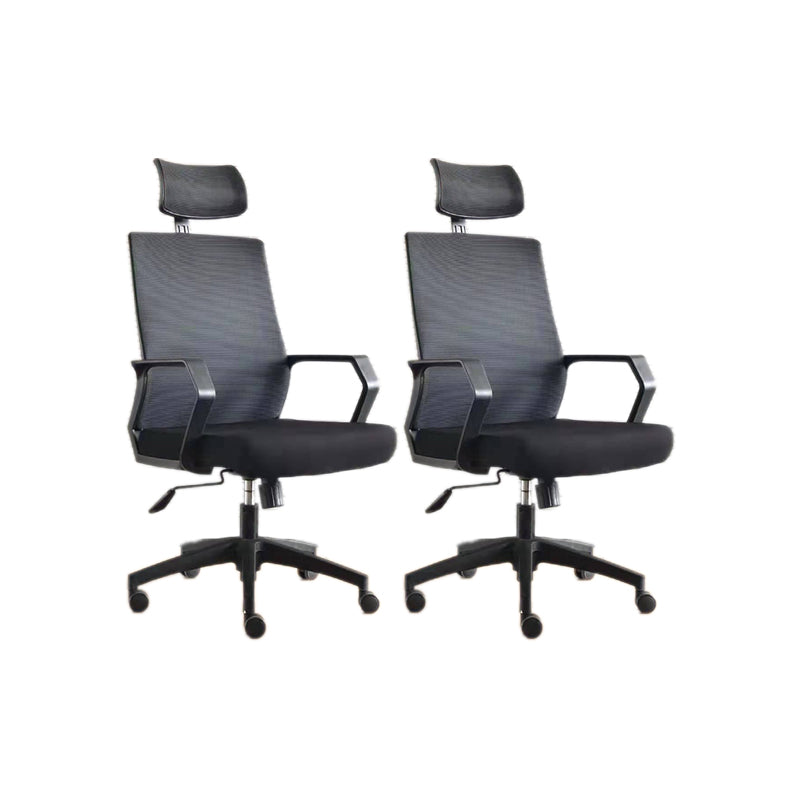 Modern & Contemporary Arm Chair Microfiber Black High Back Chair 2 Piece Set Nylon Clearhalo 'furn' 'furn_office_chair' 'Furniture' 'Office Chairs' 'Office Furniture' 'office_chair' 5948544