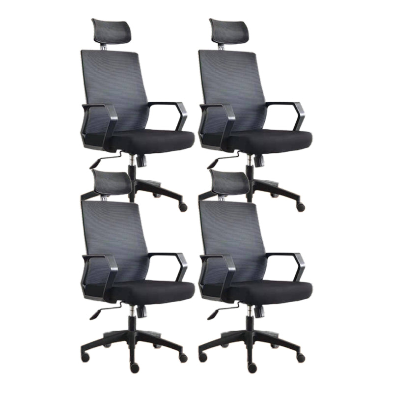 Modern & Contemporary Arm Chair Microfiber Black High Back Chair 4 Piece Set Nylon Clearhalo 'furn' 'furn_office_chair' 'Furniture' 'Office Chairs' 'Office Furniture' 'office_chair' 5948546