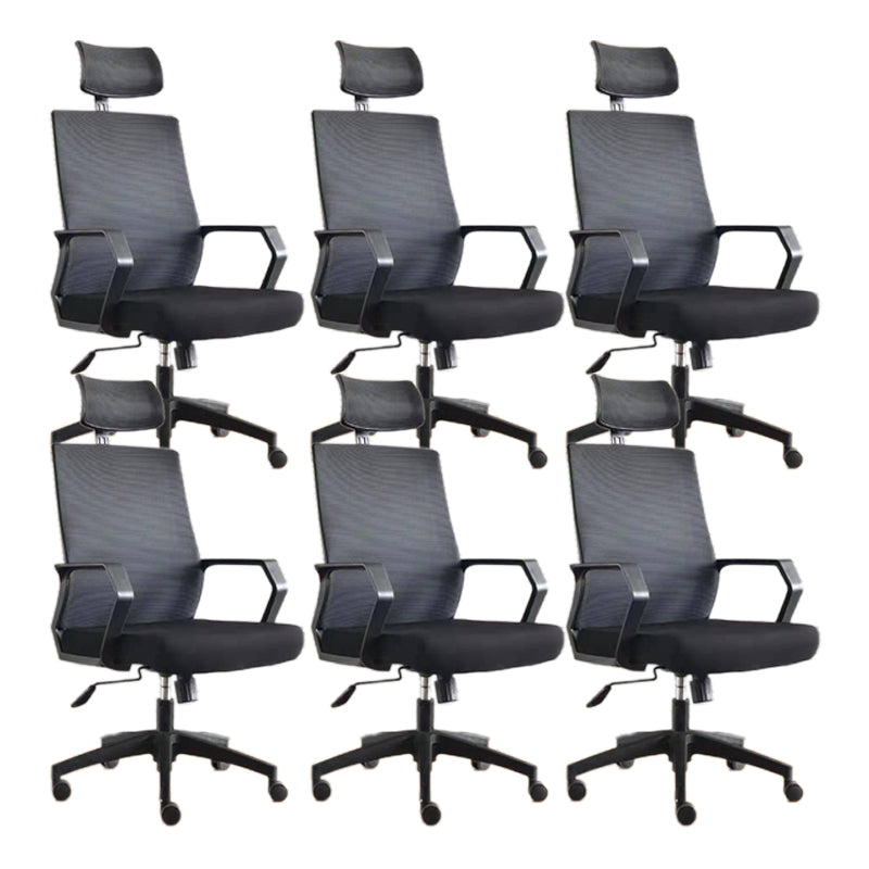 Modern & Contemporary Arm Chair Microfiber Black High Back Chair 6 Piece Set Nylon Clearhalo 'furn' 'furn_office_chair' 'Furniture' 'Office Chairs' 'Office Furniture' 'office_chair' 5948548