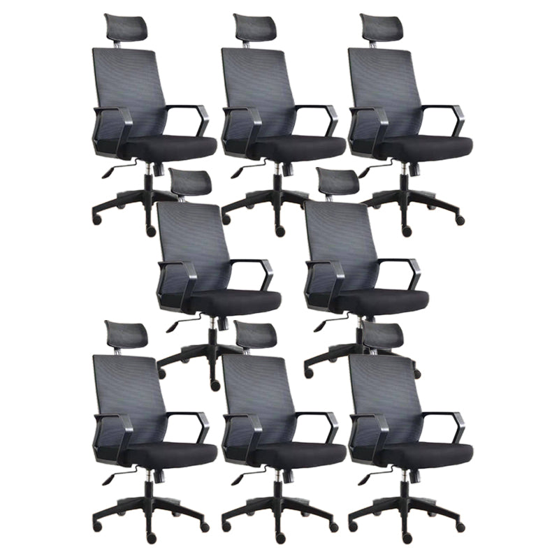 Modern & Contemporary Arm Chair Microfiber Black High Back Chair 8 Piece Set Nylon Clearhalo 'furn' 'furn_office_chair' 'Furniture' 'Office Chairs' 'Office Furniture' 'office_chair' 5948550