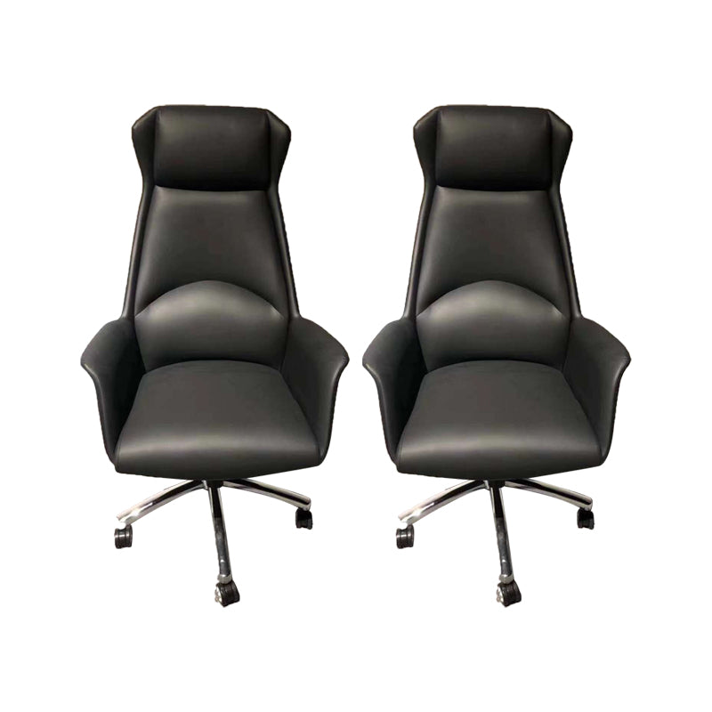Contemporary Adjustable Executive Chair High Back Managers Chair Black 2 Piece Set Star Base Clearhalo 'furn' 'furn_office_chair' 'Furniture' 'Office Chairs' 'Office Furniture' 'office_chair' 5948556