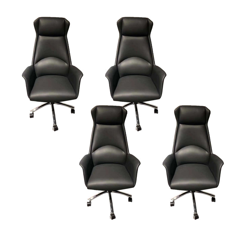 Contemporary Adjustable Executive Chair High Back Managers Chair Black 4 Piece Set Star Base Clearhalo 'furn' 'furn_office_chair' 'Furniture' 'Office Chairs' 'Office Furniture' 'office_chair' 5948557