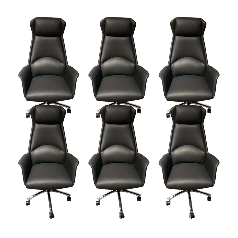 Contemporary Adjustable Executive Chair High Back Managers Chair Black 6 Piece Set Star Base Clearhalo 'furn' 'furn_office_chair' 'Furniture' 'Office Chairs' 'Office Furniture' 'office_chair' 5948560