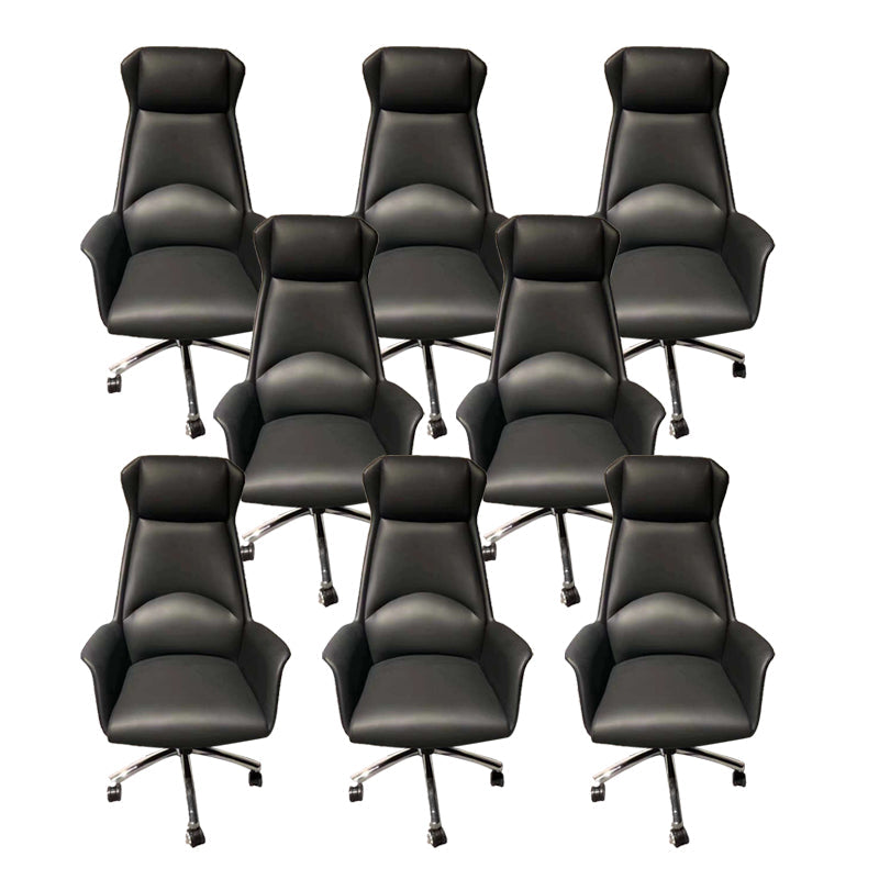 Contemporary Adjustable Executive Chair High Back Managers Chair Black 8 Piece Set Star Base Clearhalo 'furn' 'furn_office_chair' 'Furniture' 'Office Chairs' 'Office Furniture' 'office_chair' 5948562