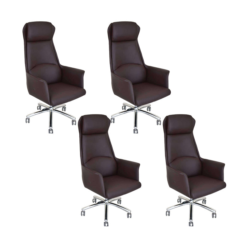 Contemporary Adjustable Executive Chair High Back Managers Chair Coffee 4 Piece Set Star Base Clearhalo 'furn' 'furn_office_chair' 'Furniture' 'Office Chairs' 'Office Furniture' 'office_chair' 5948566