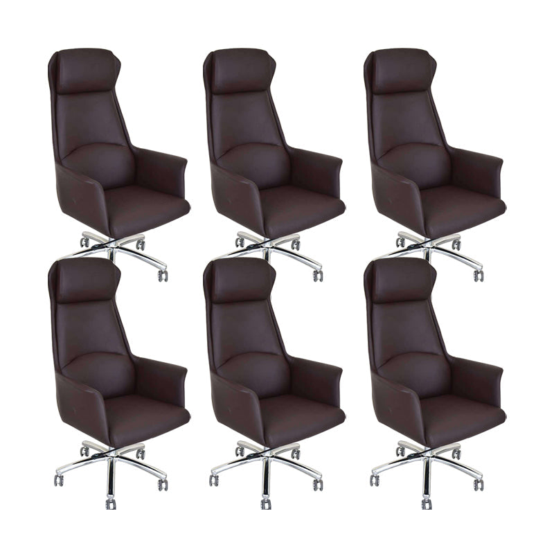 Contemporary Adjustable Executive Chair High Back Managers Chair Coffee 6 Piece Set Star Base Clearhalo 'furn' 'furn_office_chair' 'Furniture' 'Office Chairs' 'Office Furniture' 'office_chair' 5948567