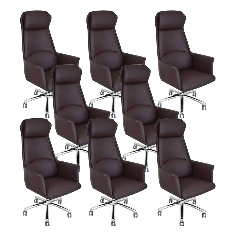 Contemporary Adjustable Executive Chair High Back Managers Chair Coffee 8 Piece Set Star Base Clearhalo 'furn' 'furn_office_chair' 'Furniture' 'Office Chairs' 'Office Furniture' 'office_chair' 5948568