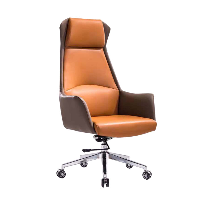 Contemporary Adjustable Executive Chair High Back Managers Chair Khaki-Orange 1 Piece Star Base Clearhalo 'furn' 'furn_office_chair' 'Furniture' 'Office Chairs' 'Office Furniture' 'office_chair' 5948569