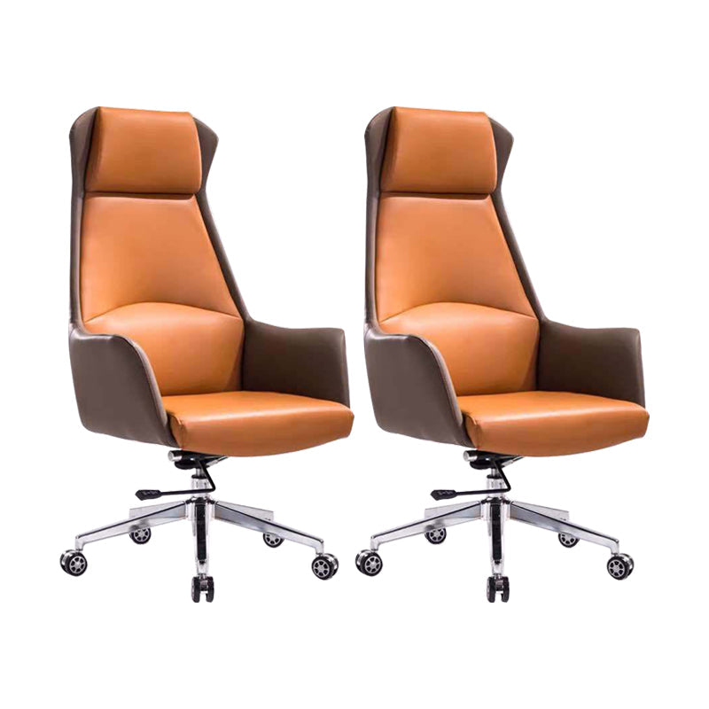 Contemporary Adjustable Executive Chair High Back Managers Chair Khaki-Orange 2 Piece Set Star Base Clearhalo 'furn' 'furn_office_chair' 'Furniture' 'Office Chairs' 'Office Furniture' 'office_chair' 5948570