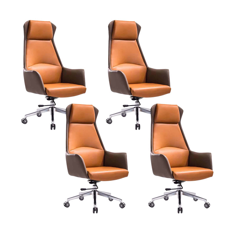 Contemporary Adjustable Executive Chair High Back Managers Chair Khaki-Orange 4 Piece Set Star Base Clearhalo 'furn' 'furn_office_chair' 'Furniture' 'Office Chairs' 'Office Furniture' 'office_chair' 5948571