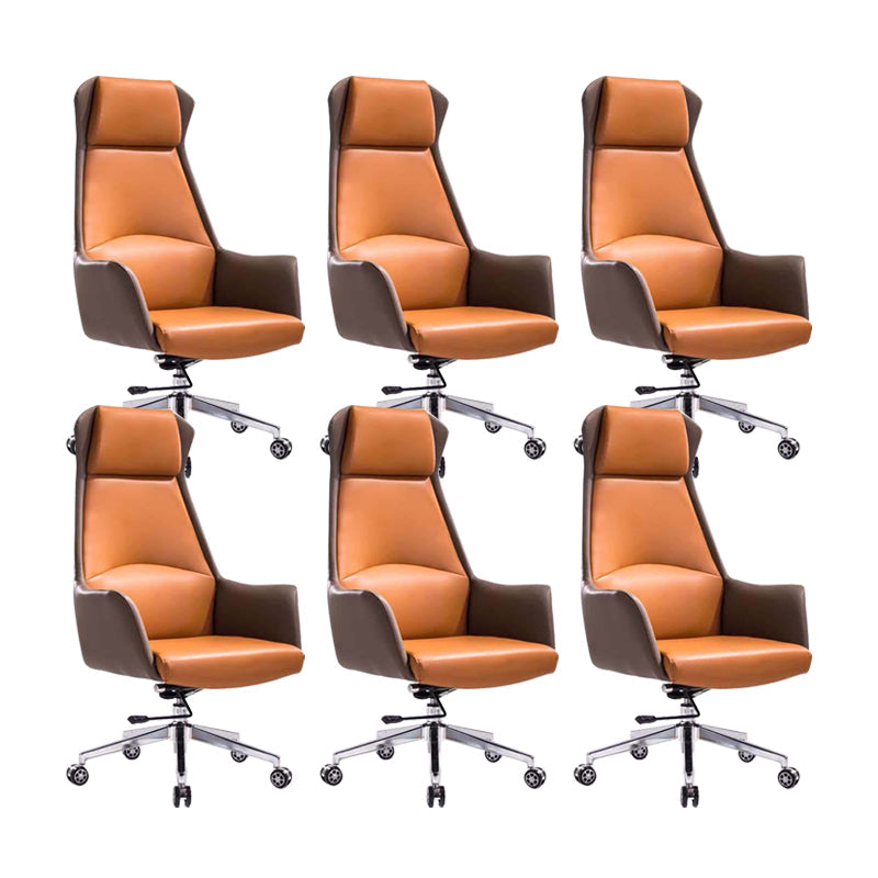 Contemporary Adjustable Executive Chair High Back Managers Chair Khaki-Orange 6 Piece Set Star Base Clearhalo 'furn' 'furn_office_chair' 'Furniture' 'Office Chairs' 'Office Furniture' 'office_chair' 5948572