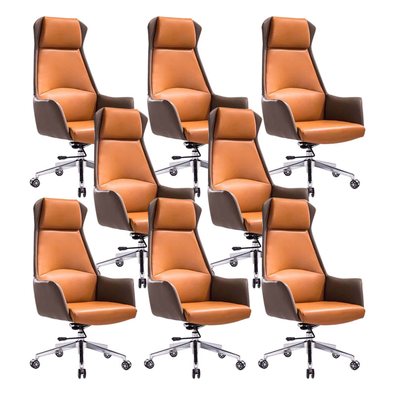 Contemporary Adjustable Executive Chair High Back Managers Chair Khaki-Orange 8 Piece Set Star Base Clearhalo 'furn' 'furn_office_chair' 'Furniture' 'Office Chairs' 'Office Furniture' 'office_chair' 5948573