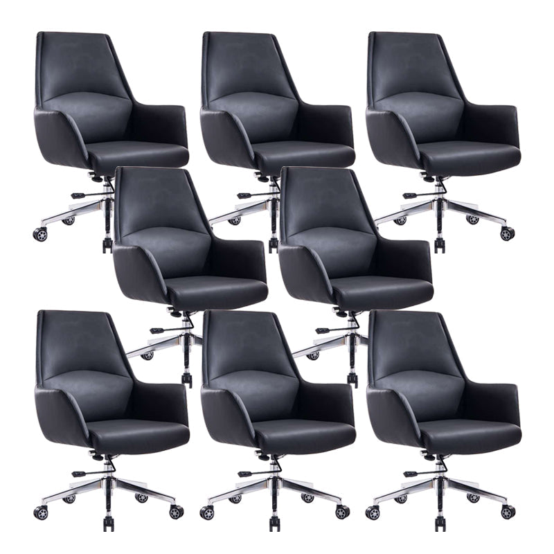 Contemporary Adjustable Executive Chair High Back Managers Chair Matte Black 8 Piece Set Star Base Clearhalo 'furn' 'furn_office_chair' 'Furniture' 'Office Chairs' 'Office Furniture' 'office_chair' 5948578