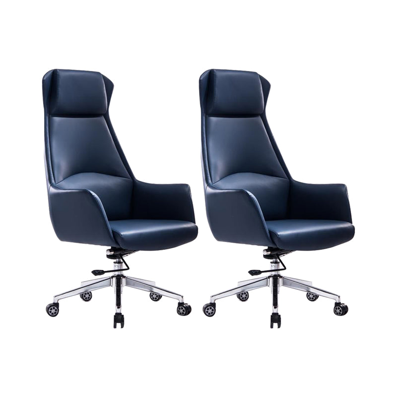Contemporary Adjustable Executive Chair High Back Managers Chair Blue 2 Piece Set Star Base Clearhalo 'furn' 'furn_office_chair' 'Furniture' 'Office Chairs' 'Office Furniture' 'office_chair' 5948580