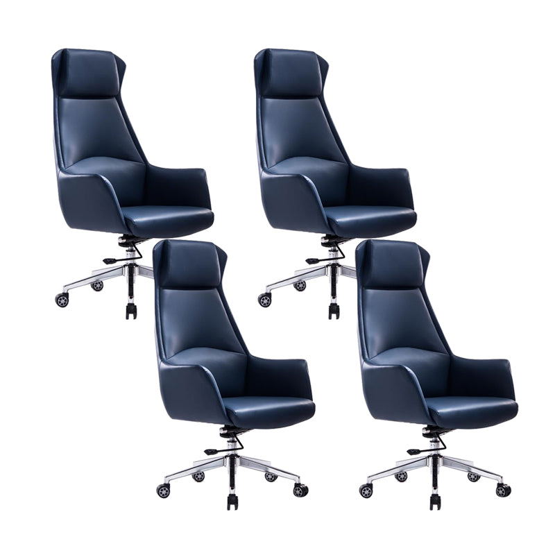 Contemporary Adjustable Executive Chair High Back Managers Chair Blue 4 Piece Set Star Base Clearhalo 'furn' 'furn_office_chair' 'Furniture' 'Office Chairs' 'Office Furniture' 'office_chair' 5948581