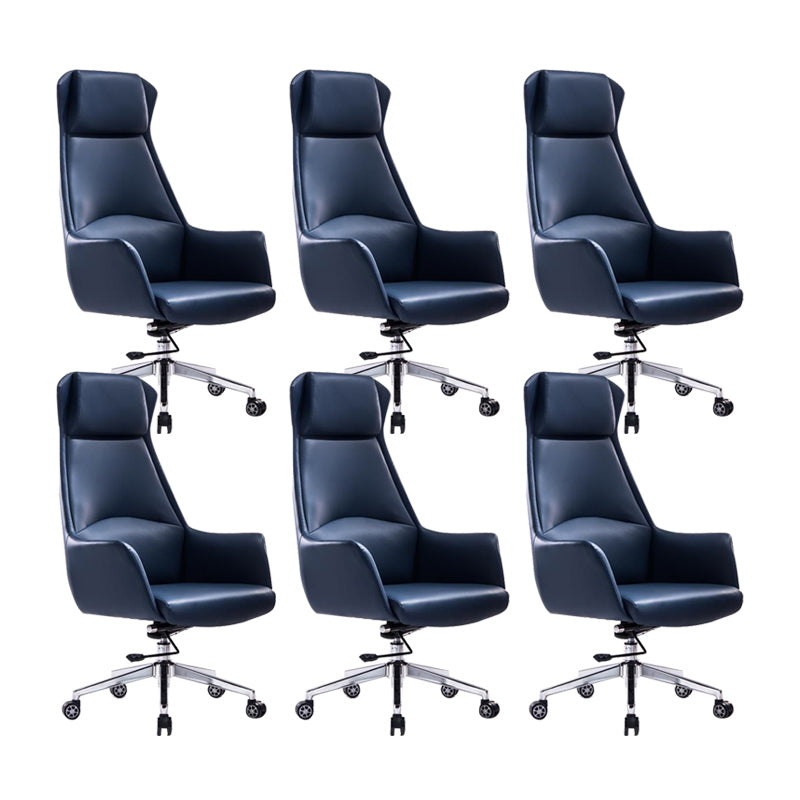 Contemporary Adjustable Executive Chair High Back Managers Chair Blue 6 Piece Set Star Base Clearhalo 'furn' 'furn_office_chair' 'Furniture' 'Office Chairs' 'Office Furniture' 'office_chair' 5948582