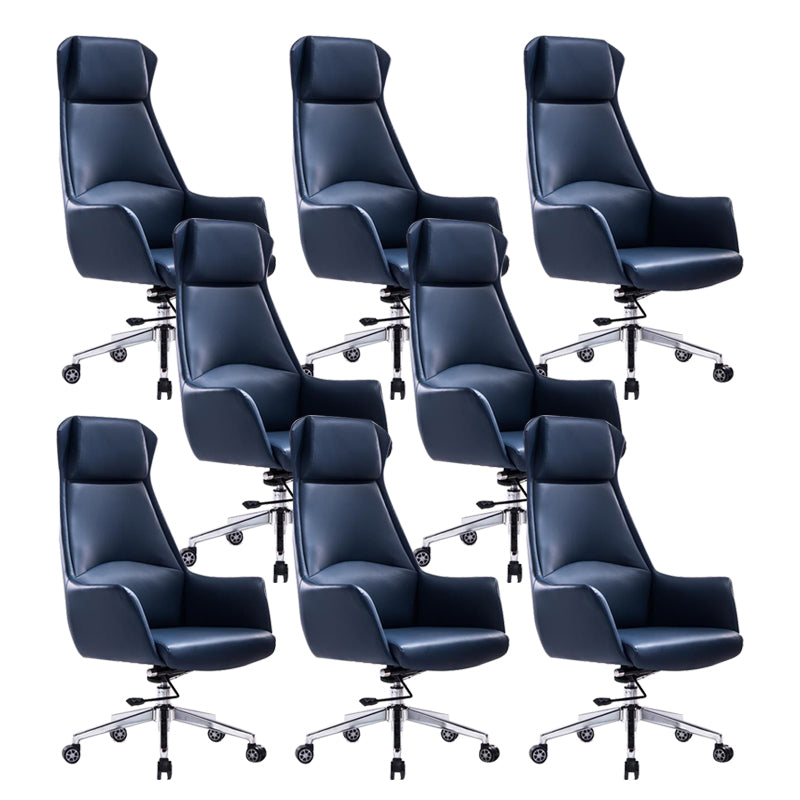 Contemporary Adjustable Executive Chair High Back Managers Chair Blue 8 Piece Set Star Base Clearhalo 'furn' 'furn_office_chair' 'Furniture' 'Office Chairs' 'Office Furniture' 'office_chair' 5948583