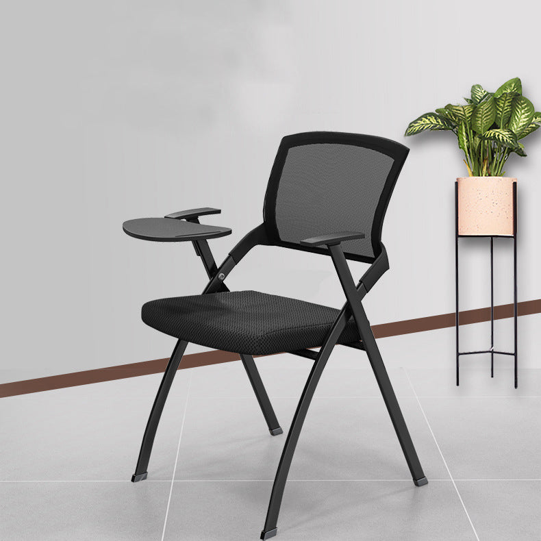 Chaise de bureau moderne sans roues, chaise de conférence noire en microfibre