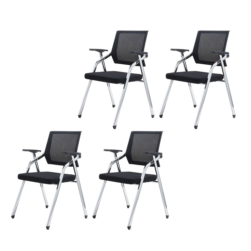 Chaise de bureau moderne sans roues, chaise de conférence noire en microfibre