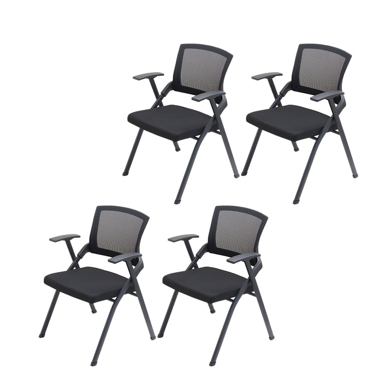 Chaise de bureau moderne sans roues, chaise de conférence noire en microfibre