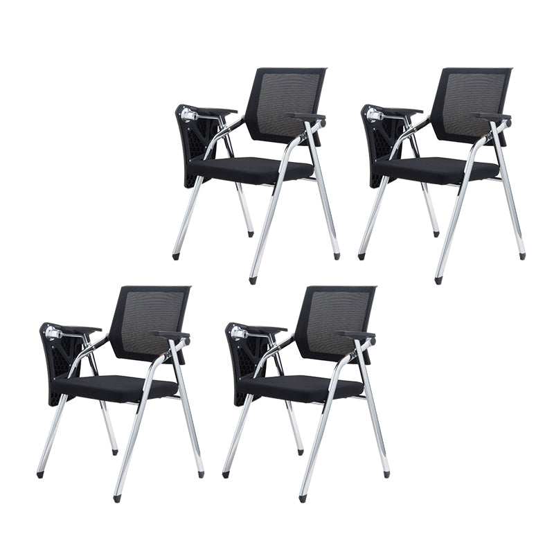 Chaise de bureau moderne sans roues, chaise de conférence noire en microfibre