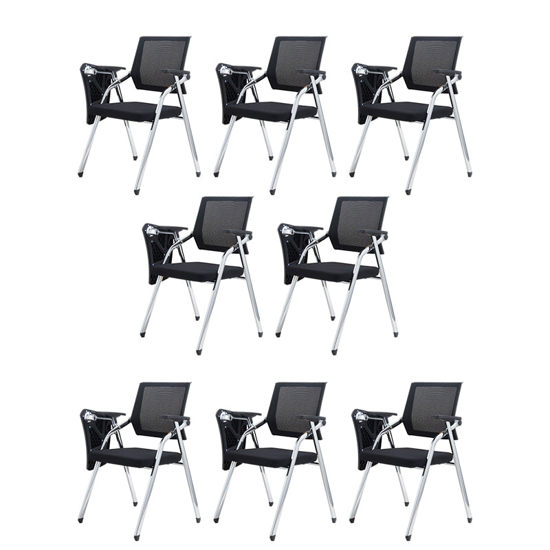 Chaise de bureau moderne sans roues, chaise de conférence noire en microfibre