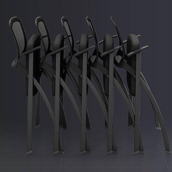 Chaise de bureau moderne sans roues, chaise de conférence noire en microfibre