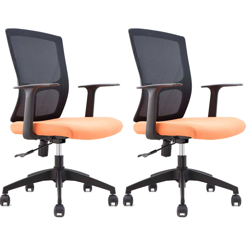 Contemporary Arm Chair Fixed Arms Mid-back Mesh Lumbar Support Office Chair Orange 2 Piece Set Clearhalo 'furn' 'furn_office_chair' 'Furniture' 'Office Chairs' 'Office Furniture' 'office_chair' 5948688