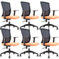 Contemporary Arm Chair Fixed Arms Mid-back Mesh Lumbar Support Office Chair Orange 6 Piece Set Clearhalo 'furn' 'furn_office_chair' 'Furniture' 'Office Chairs' 'Office Furniture' 'office_chair' 5948692
