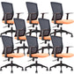 Contemporary Arm Chair Fixed Arms Mid-back Mesh Lumbar Support Office Chair Orange 8 Piece Set Clearhalo 'furn' 'furn_office_chair' 'Furniture' 'Office Chairs' 'Office Furniture' 'office_chair' 5948694