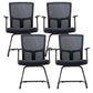 Contemporary Arm Chair Fixed Arms Mid-back Mesh Lumbar Support Office Chair Black 4 Piece Set Clearhalo 'furn' 'furn_office_chair' 'Furniture' 'Office Chairs' 'Office Furniture' 'office_chair' 5948698