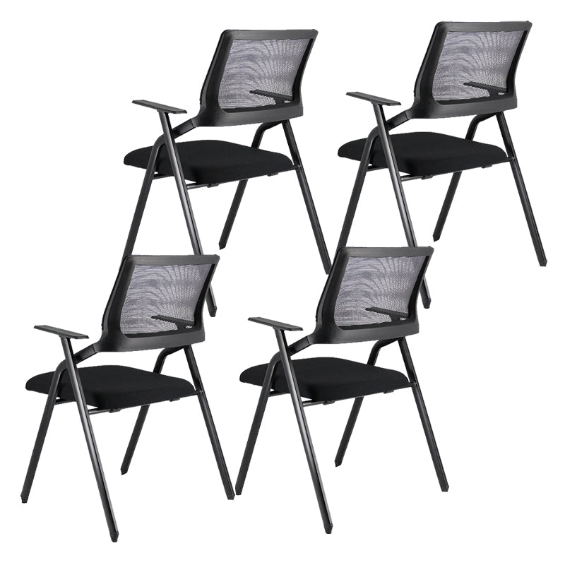 Contemporary Breathable AirGrid Office Chair Microfiber Black Conference Mid-Back Chair Without Writing Pad 4 Piece Set Casters Not Included Clearhalo 'furn' 'furn_office_chair' 'Furniture' 'Office Chairs' 'Office Furniture' 'office_chair' 5948822