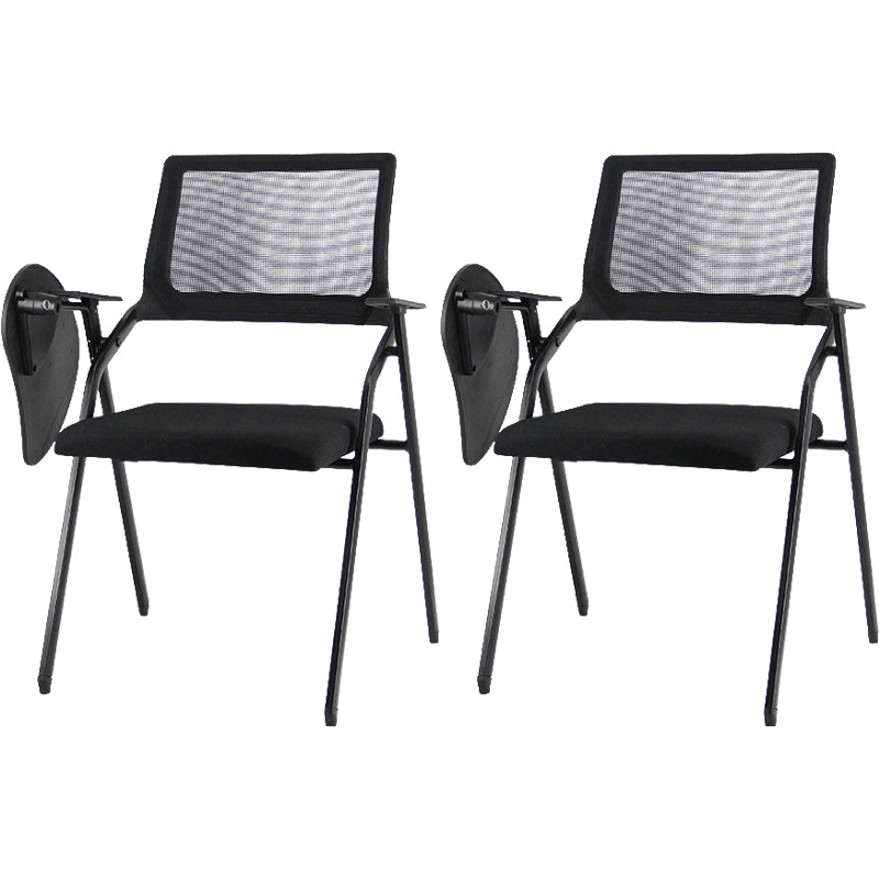 Contemporary Breathable AirGrid Office Chair Microfiber Black Conference Mid-Back Chair With Writing Pad 2 Piece Set Casters Not Included Clearhalo 'furn' 'furn_office_chair' 'Furniture' 'Office Chairs' 'Office Furniture' 'office_chair' 5948828