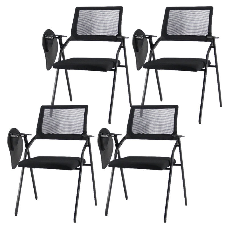 Contemporary Breathable AirGrid Office Chair Microfiber Black Conference Mid-Back Chair With Writing Pad 4 Piece Set Casters Not Included Clearhalo 'furn' 'furn_office_chair' 'Furniture' 'Office Chairs' 'Office Furniture' 'office_chair' 5948830