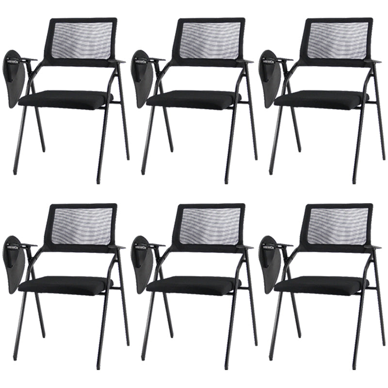 Contemporary Breathable AirGrid Office Chair Microfiber Black Conference Mid-Back Chair With Writing Pad 6 Piece Set Casters Not Included Clearhalo 'furn' 'furn_office_chair' 'Furniture' 'Office Chairs' 'Office Furniture' 'office_chair' 5948832